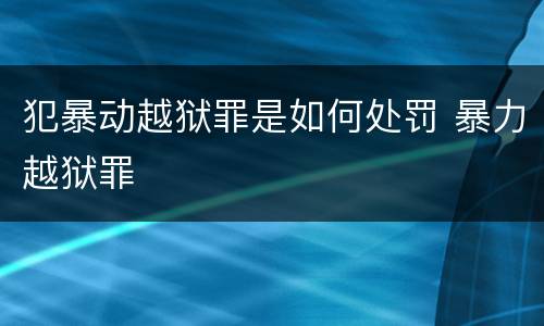 犯暴动越狱罪是如何处罚 暴力越狱罪