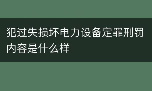 犯过失损坏电力设备定罪刑罚内容是什么样