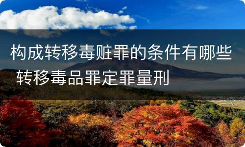 构成转移毒赃罪的条件有哪些 转移毒品罪定罪量刑