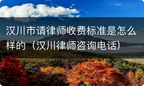 汉川市请律师收费标准是怎么样的（汉川律师咨询电话）