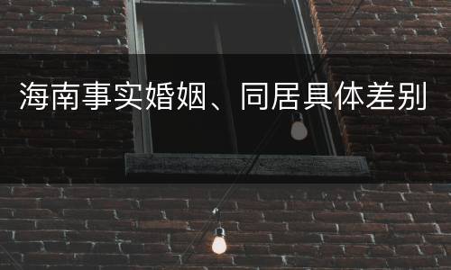 海南事实婚姻、同居具体差别