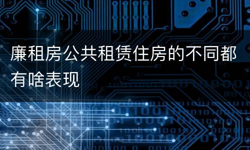 廉租房公共租赁住房的不同都有啥表现