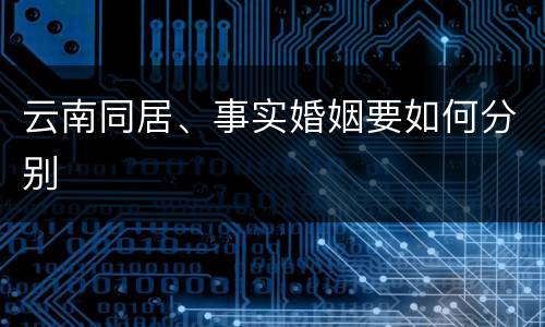 云南同居、事实婚姻要如何分别