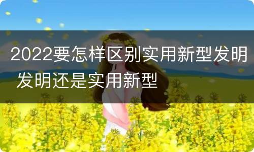 2022要怎样区别实用新型发明 发明还是实用新型