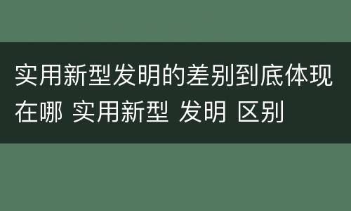 实用新型发明的差别到底体现在哪 实用新型 发明 区别