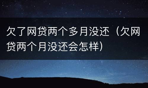 欠了网贷两个多月没还（欠网贷两个月没还会怎样）