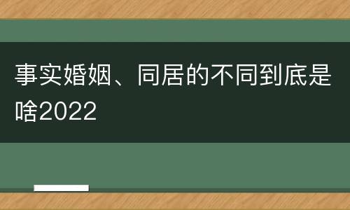 事实婚姻、同居的不同到底是啥2022