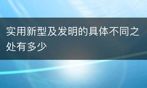 实用新型及发明的具体不同之处有多少
