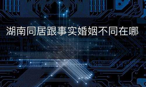 湖南同居跟事实婚姻不同在哪