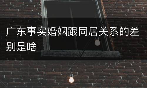 广东事实婚姻跟同居关系的差别是啥