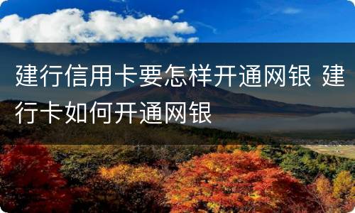 建行信用卡要怎样开通网银 建行卡如何开通网银