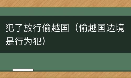 犯了放行偷越国（偷越国边境是行为犯）