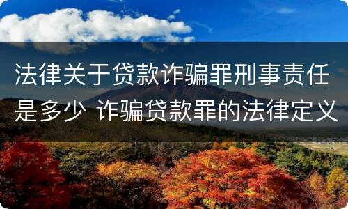 法律关于贷款诈骗罪刑事责任是多少 诈骗贷款罪的法律定义