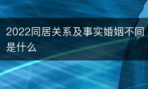 2022同居关系及事实婚姻不同是什么