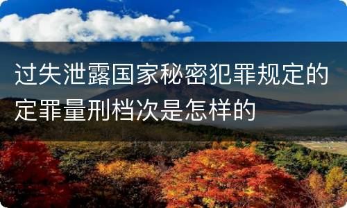 过失泄露国家秘密犯罪规定的定罪量刑档次是怎样的