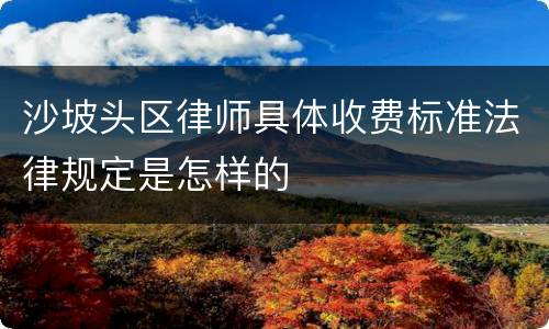 沙坡头区律师具体收费标准法律规定是怎样的