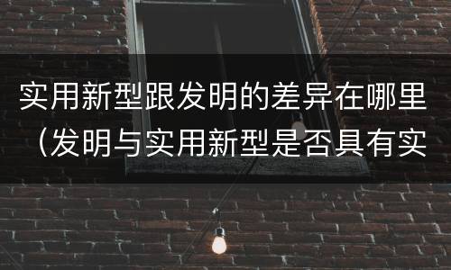 实用新型跟发明的差异在哪里（发明与实用新型是否具有实用性）