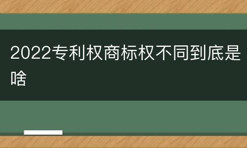 2022专利权商标权不同到底是啥