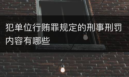犯单位行贿罪规定的刑事刑罚内容有哪些