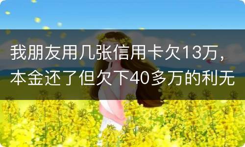 我朋友用几张信用卡欠13万，本金还了但欠下40多万的利无力尝还，银行起诉坐牢吗