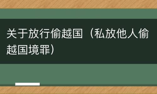 关于放行偷越国（私放他人偷越国境罪）