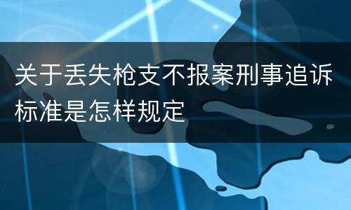 关于丢失枪支不报案刑事追诉标准是怎样规定