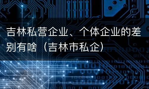 吉林私营企业、个体企业的差别有啥（吉林市私企）