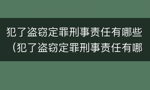 犯了盗窃定罪刑事责任有哪些（犯了盗窃定罪刑事责任有哪些案例）