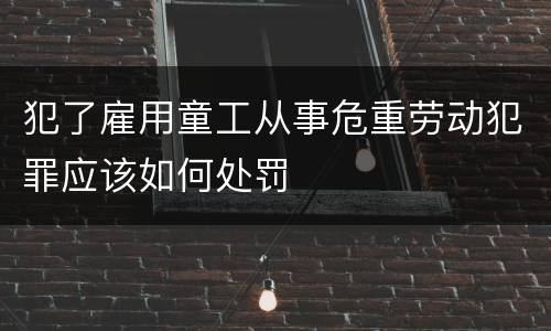 犯了雇用童工从事危重劳动犯罪应该如何处罚