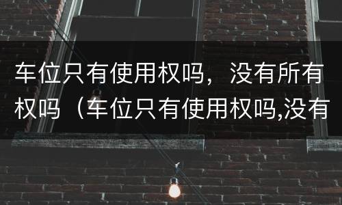 车位只有使用权吗，没有所有权吗（车位只有使用权吗,没有所有权吗为什么）