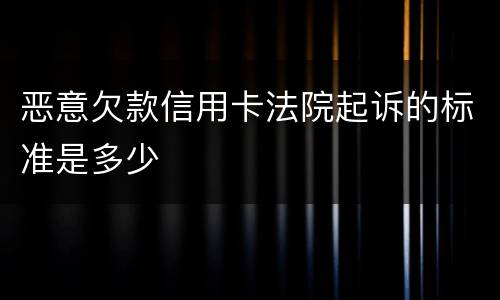 恶意欠款信用卡法院起诉的标准是多少