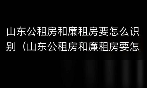 山东公租房和廉租房要怎么识别（山东公租房和廉租房要怎么识别才能买）