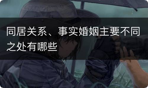 同居关系、事实婚姻主要不同之处有哪些