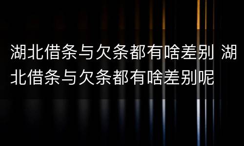 湖北借条与欠条都有啥差别 湖北借条与欠条都有啥差别呢
