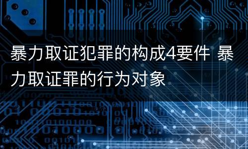 暴力取证犯罪的构成4要件 暴力取证罪的行为对象