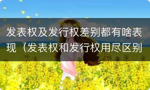 发表权及发行权差别都有啥表现（发表权和发行权用尽区别）