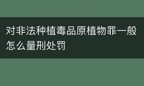 对非法种植毒品原植物罪一般怎么量刑处罚