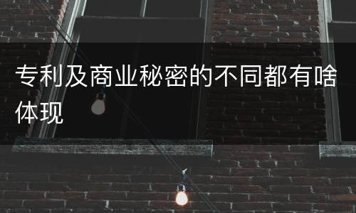 专利及商业秘密的不同都有啥体现