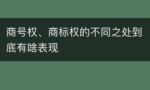 商号权、商标权的不同之处到底有啥表现