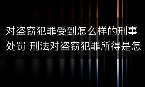 对盗窃犯罪受到怎么样的刑事处罚 刑法对盗窃犯罪所得是怎样处理的
