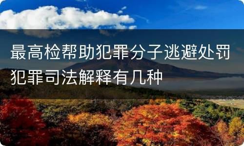 最高检帮助犯罪分子逃避处罚犯罪司法解释有几种