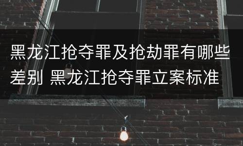 黑龙江抢夺罪及抢劫罪有哪些差别 黑龙江抢夺罪立案标准