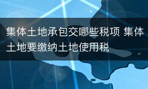 集体土地承包交哪些税项 集体土地要缴纳土地使用税
