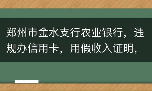 郑州市金水支行农业银行，违规办信用卡，用假收入证明，假行车证，没面签，办信用卡，