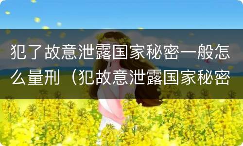 犯了故意泄露国家秘密一般怎么量刑（犯故意泄露国家秘密罪）