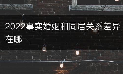 2022事实婚姻和同居关系差异在哪