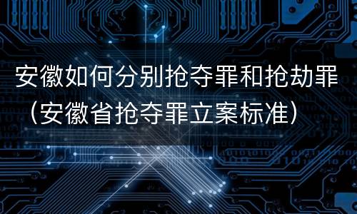 安徽如何分别抢夺罪和抢劫罪（安徽省抢夺罪立案标准）