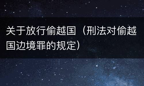 关于放行偷越国（刑法对偷越国边境罪的规定）