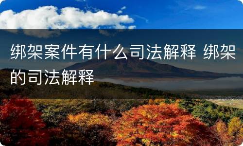 绑架案件有什么司法解释 绑架的司法解释