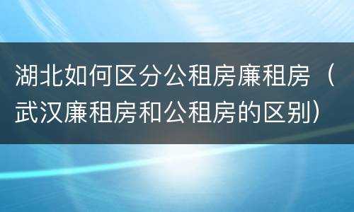 湖北如何区分公租房廉租房（武汉廉租房和公租房的区别）